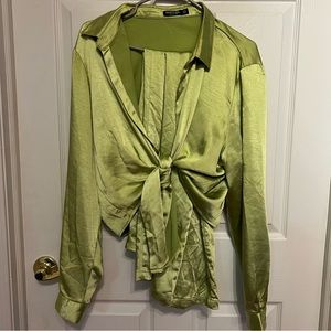 Nasty Gal Satin Green Set